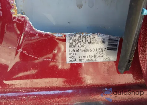 2025 Nissan Frontier Long Bed Sl 4X4 из США, поврежденный, VIN 1N6ED1FK6SN631797